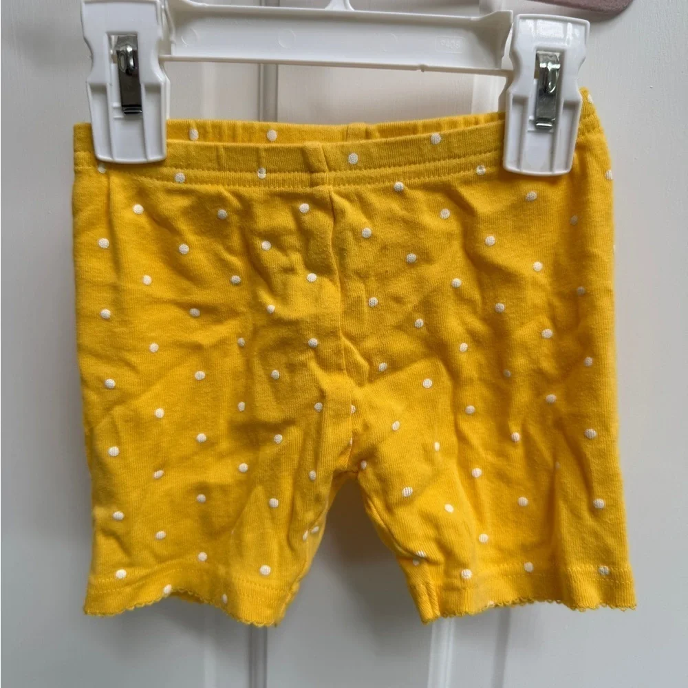 Carter's 2T Girls Yellow and White Polka Dot Soft Pajama Shorts